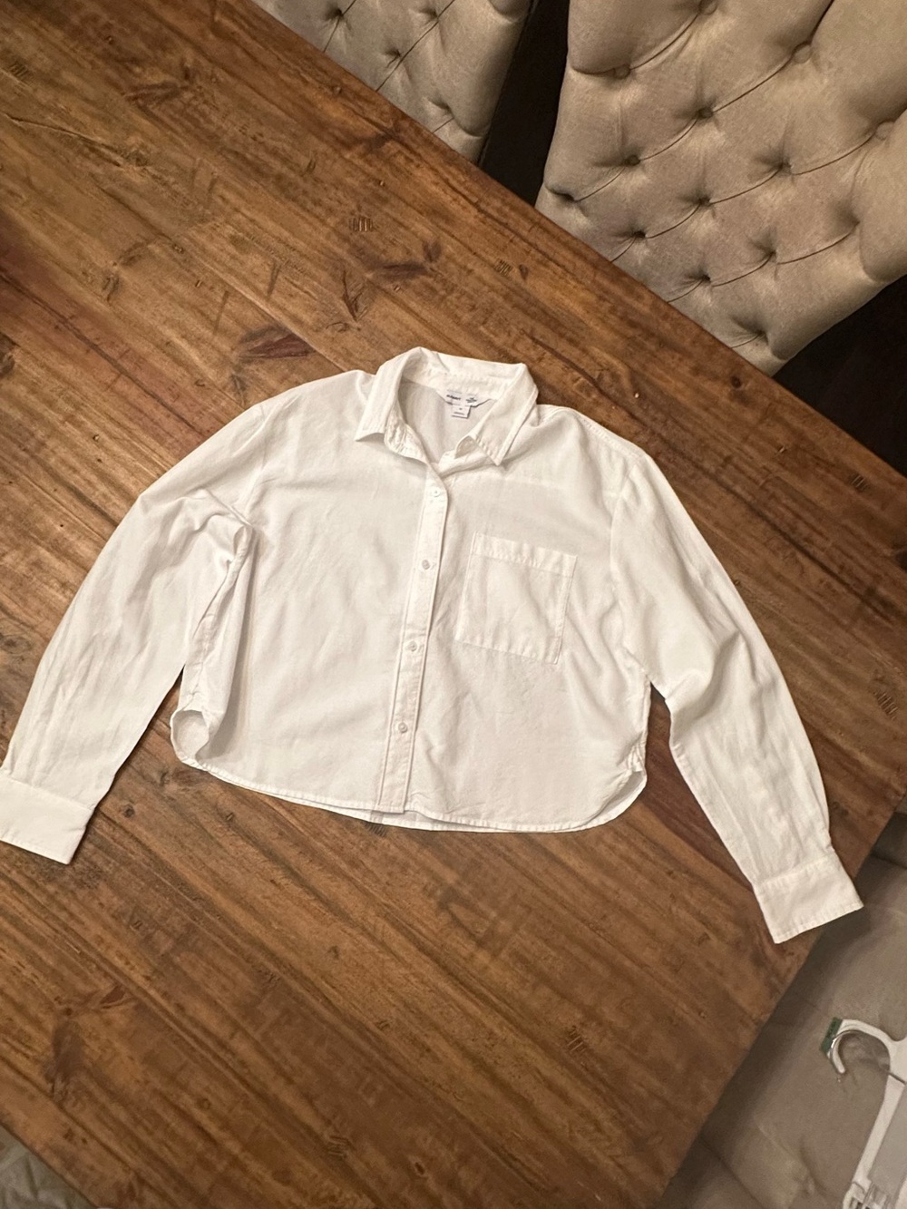 Old Navy White Cropped Button-Up Shirt